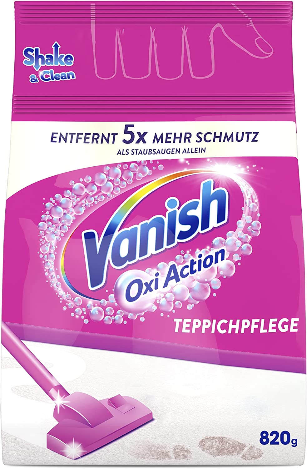 Vanish GOLD Power Powder Clean & Fresh Large Area Carpet Cleaner - Carpet Cleaner Against Dirt, Bad Odour & Dust - 1 x 820 g