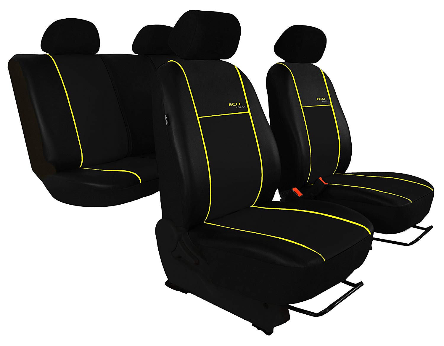 POK-TER-TUNING Car Seat Cover Set for Touran 2010-2014 Design Art Line Yellow Lamelle.
