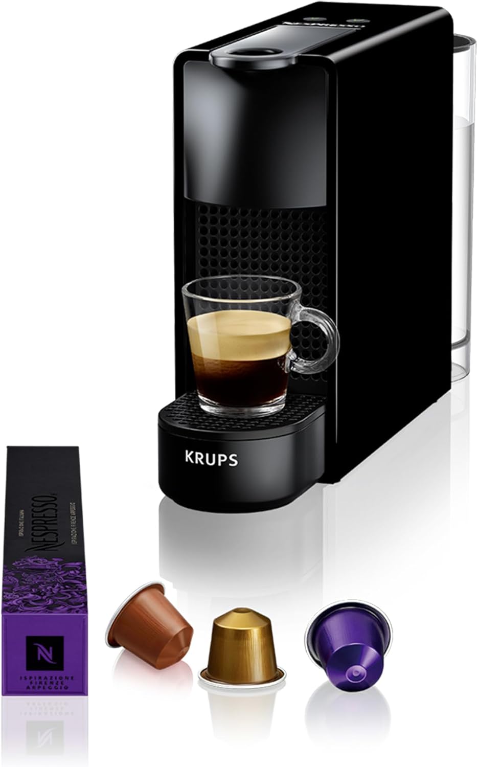 Krups Nespresso XN1108 Essenza Mini coffee capsule machine, 1260 watts, black, 0.6 liters