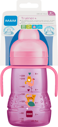 Trainer drinking bottle, pink, from 4 months, 220 ml, 1 pc