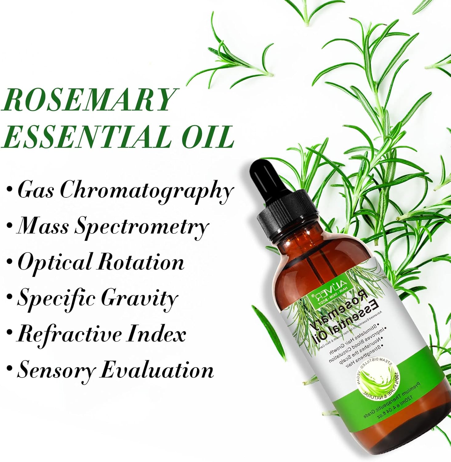 Rosemary Oil Hair, Rosemary Essential Oil for Hair Growth, Rosemary Oil for Hair, Natural Nourishes the Scalp, Use in Diffuser or on Skin and Hair (Rosemary Oil Hair, 120 ml)