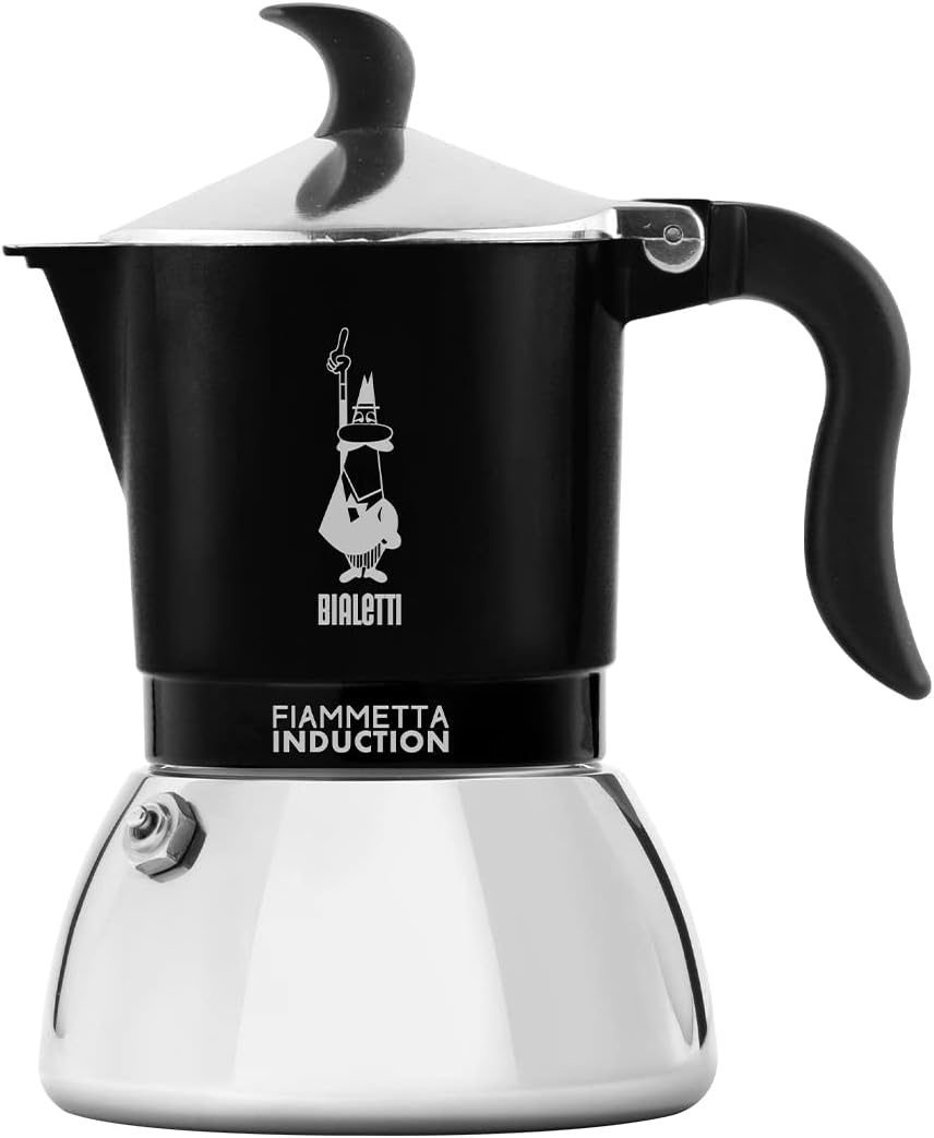 Bialetti Flame Induction Coffee Machine, Aluminum, Steel, Black, 4 Cups