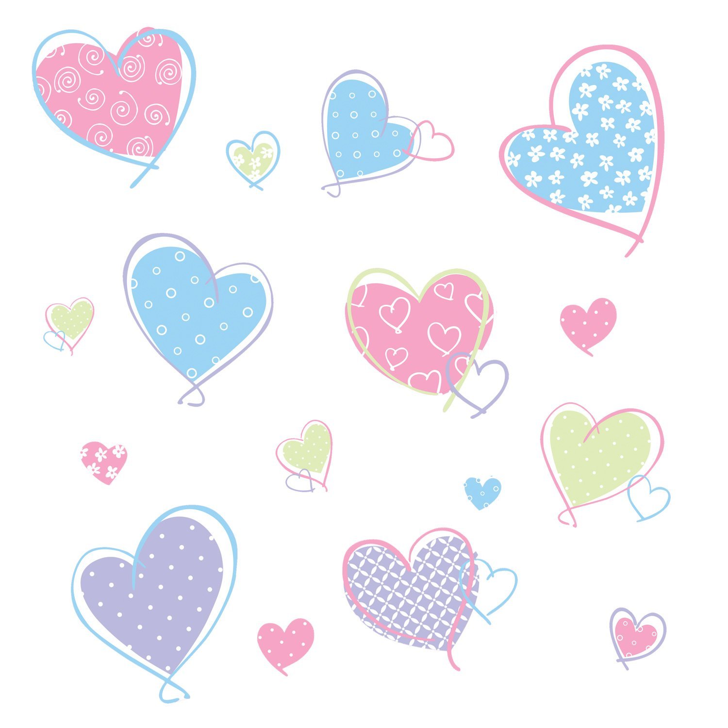 Roommates Repositionable Childrens Wall Stickers - Hearts