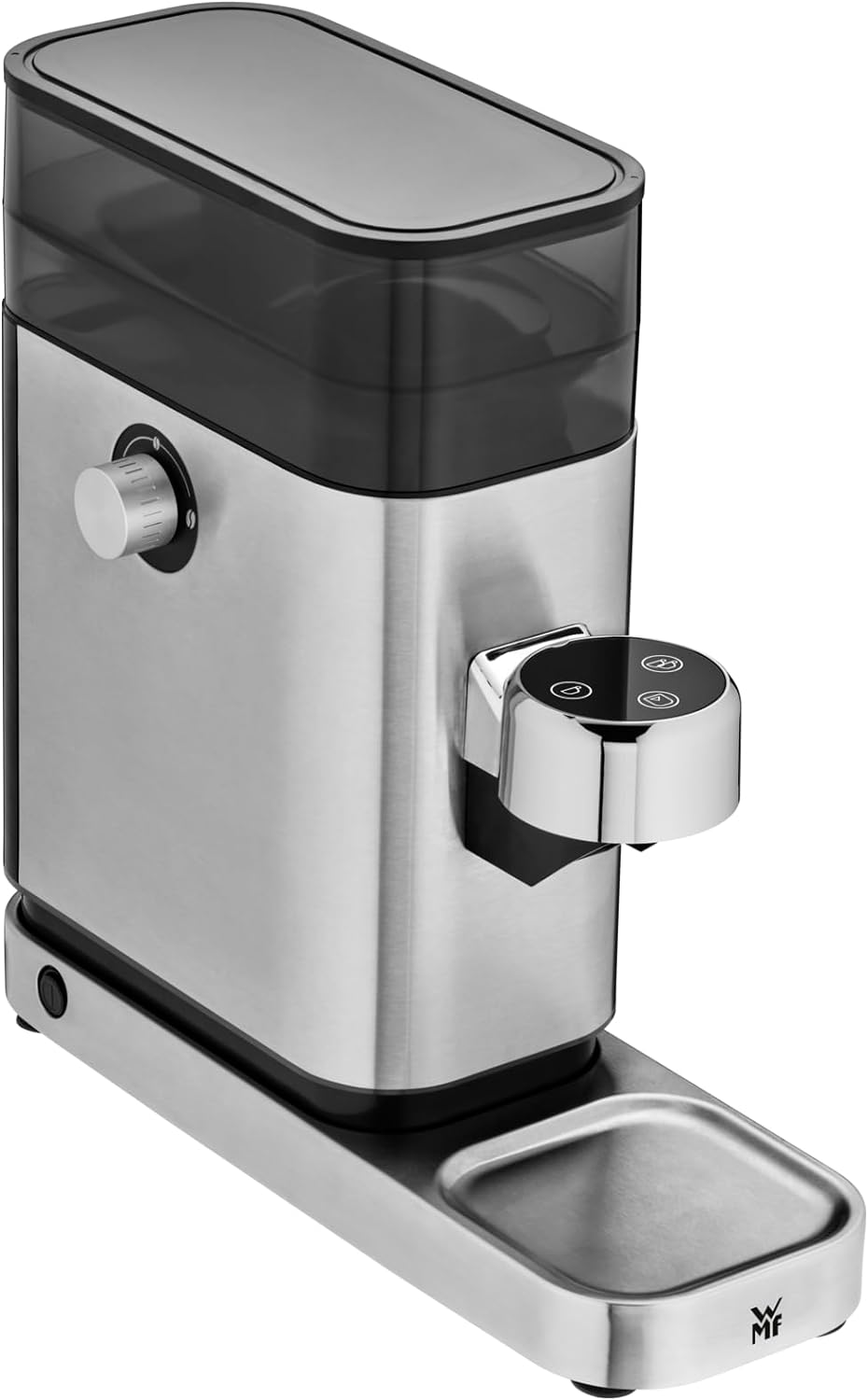 WMF Lumero Electric Espresso Grinder, 150 watts, LED Touch Buttons, 40 Grinding Levels, Coffee Ground Container, Cromargan Stainless Steel Matt