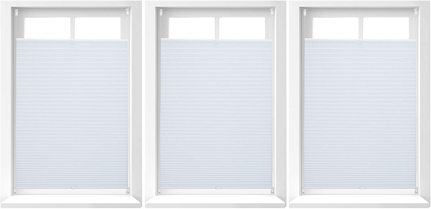 3X Pleated Blind Klemmfix Without Drilling, Stick-On, Folding Blind Blind W