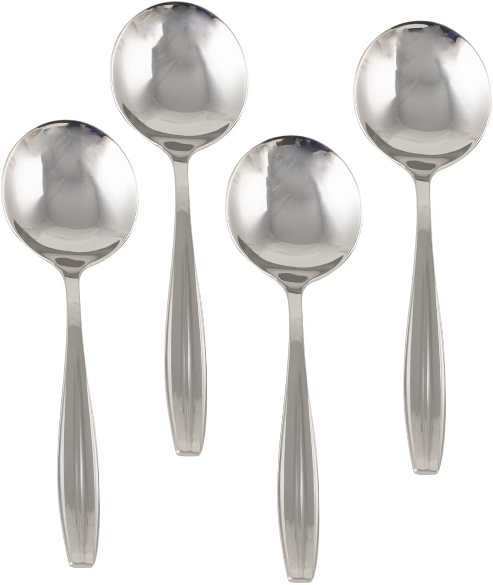 Mikasa Ari Soup Spoons, stainless steel, silver, 4-Piece