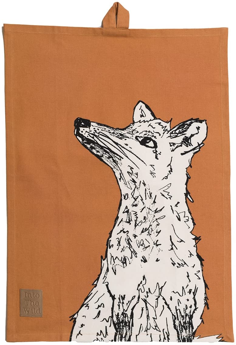 Creative Tops The Wild Fox Tea Towel, Cotton, Orange, 42 x 38 x 1 cm