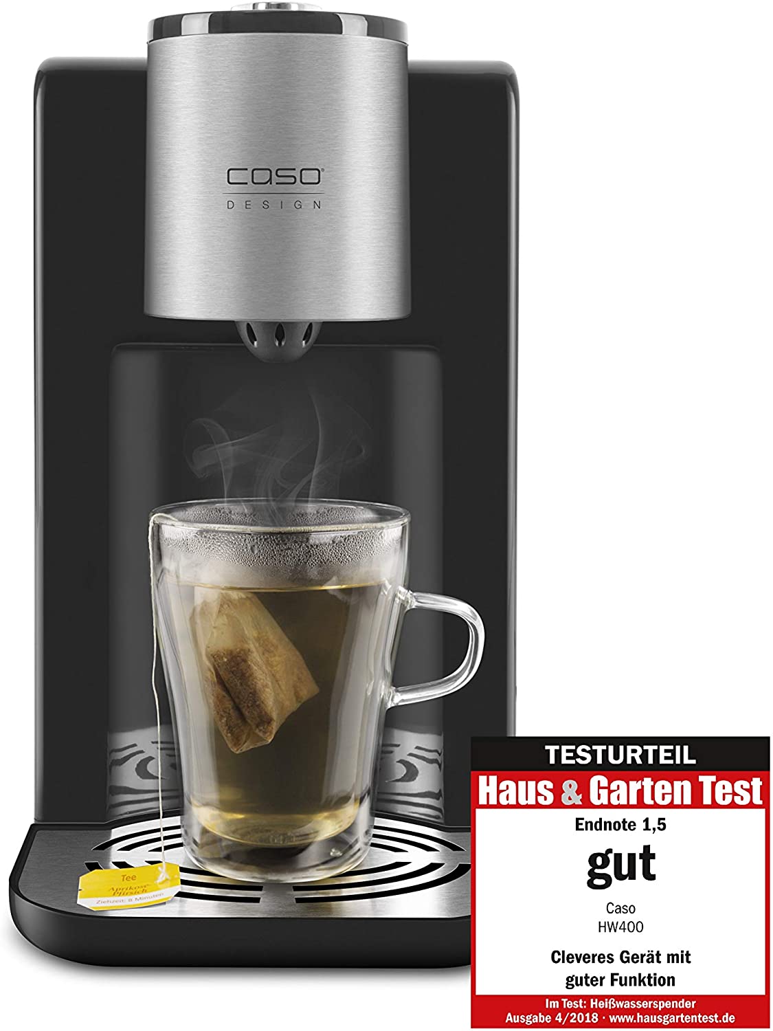Caso HW 400 - Turbo Hot Water Dispenser - Hot Water in a Few Seconds, 2600 Watt, 45°C - 100°C Adjustable, Water Tank 2.2 Litres, 50% Energy Saving Compared to a Kettle 1862