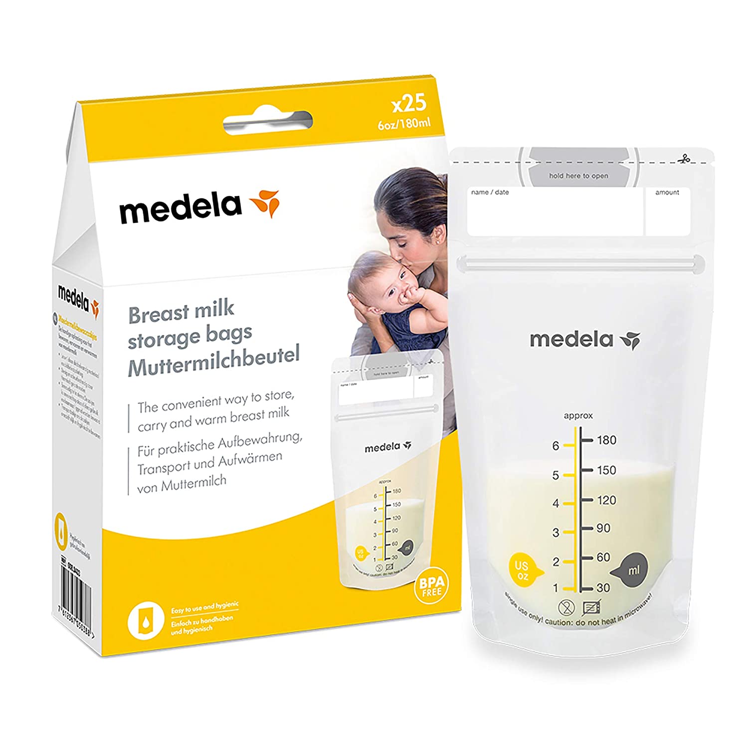 Medela Breast Milk Bags, Clear 25 Items transparent