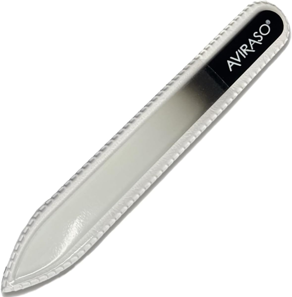 AVIRASO Original Premium Bohemia Crystal Glass Nail File on Both Sides with Protective Cover for All Nails - 14 cm - Manicure - Gentle Precision Files - Glass File Smooths and Protects Nails (Black)