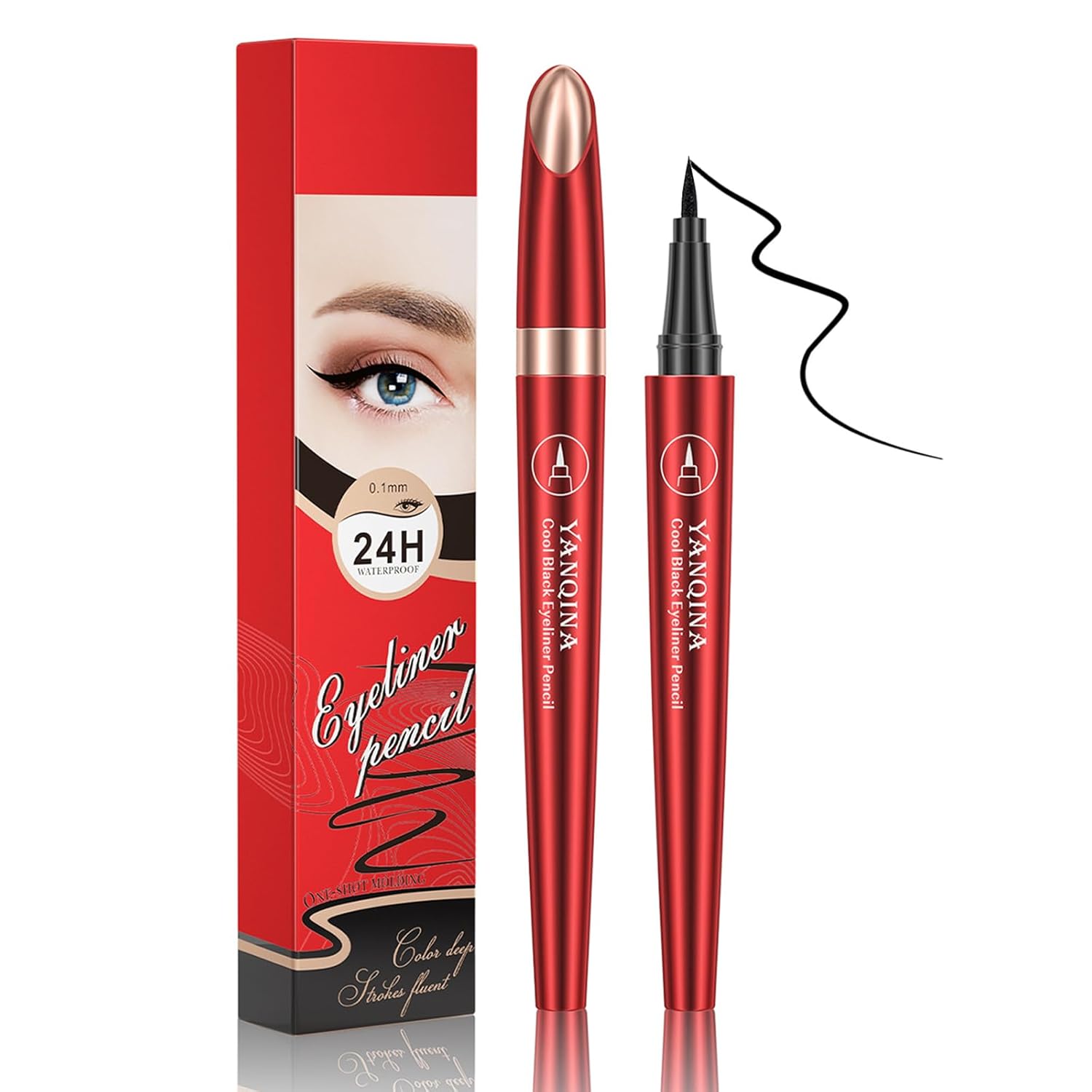 Black Matte Eyeliner, Long-Lasting Waterproof Quick-Drying Liquid Eyeliner Pen, Hard Feather and Precise Control, Highly Pigmented Silky Creamy Black Eyeliner for Eye Makeup