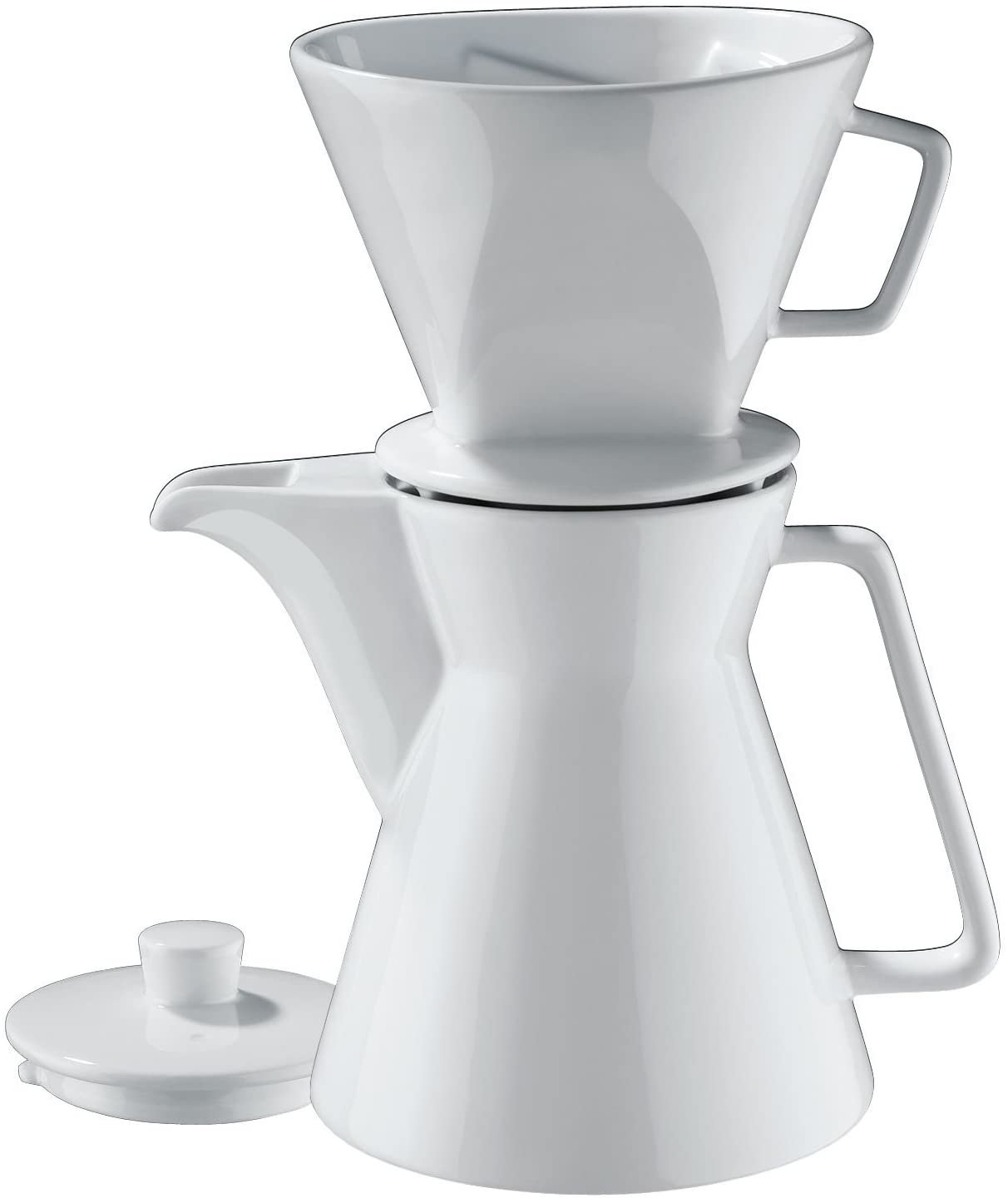 Cilio Premium Vienna Akantus White Porcelain 1l Coffee Pot & 4 Cup Filter Holder