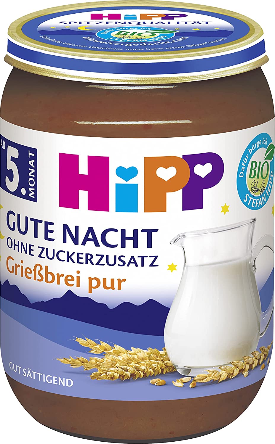 HiPP Grießbrei pur Bio, 6er Pack (6 x 190 g)