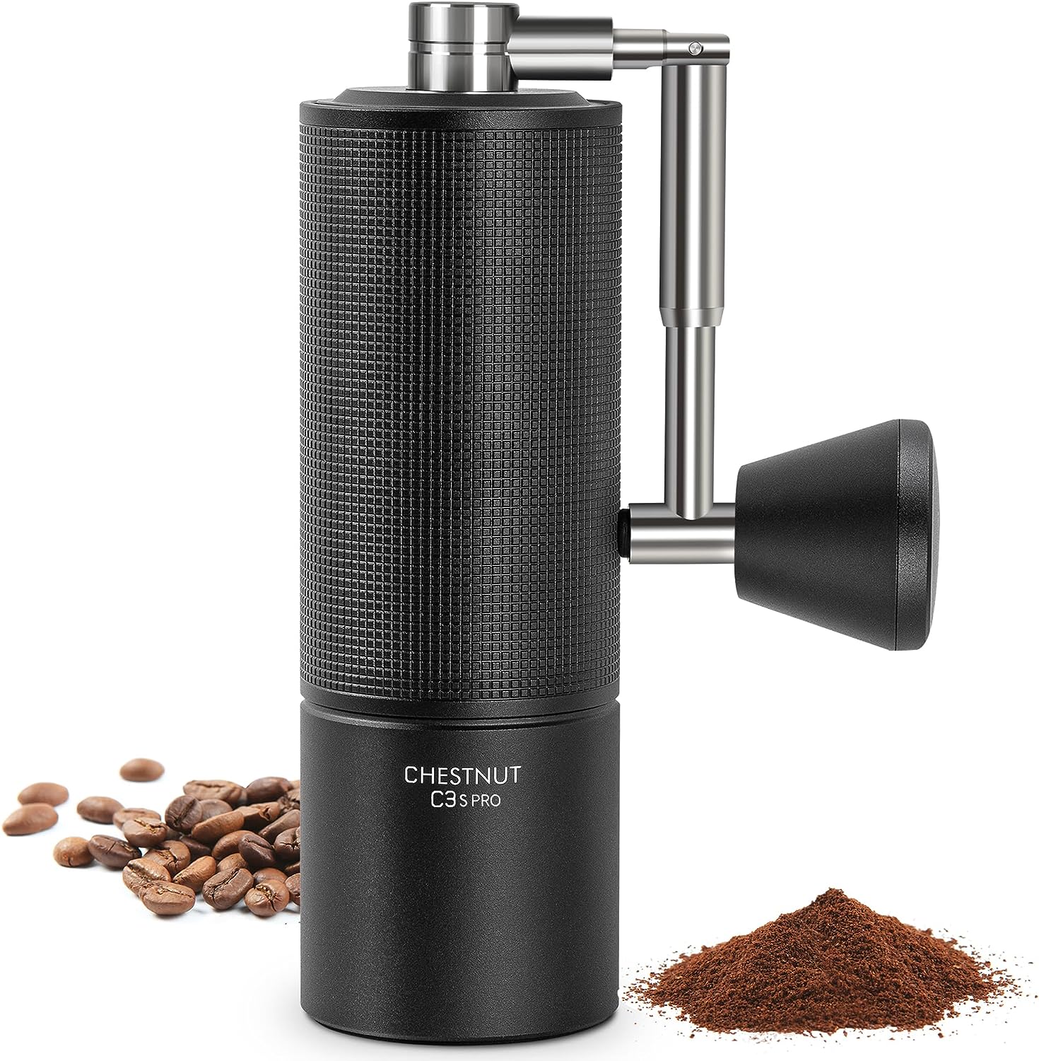 TIMEMORE Chestnut C3s PRO Manual Coffee Grinder, Upgrade Integrated All-Metal Housing, Hand Coffee Grinder with Folding Handle, for Espresso to French Press - Black