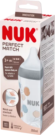 Baby bottle Perfect Match, gray, from 3 months, 260 ml, 1 st