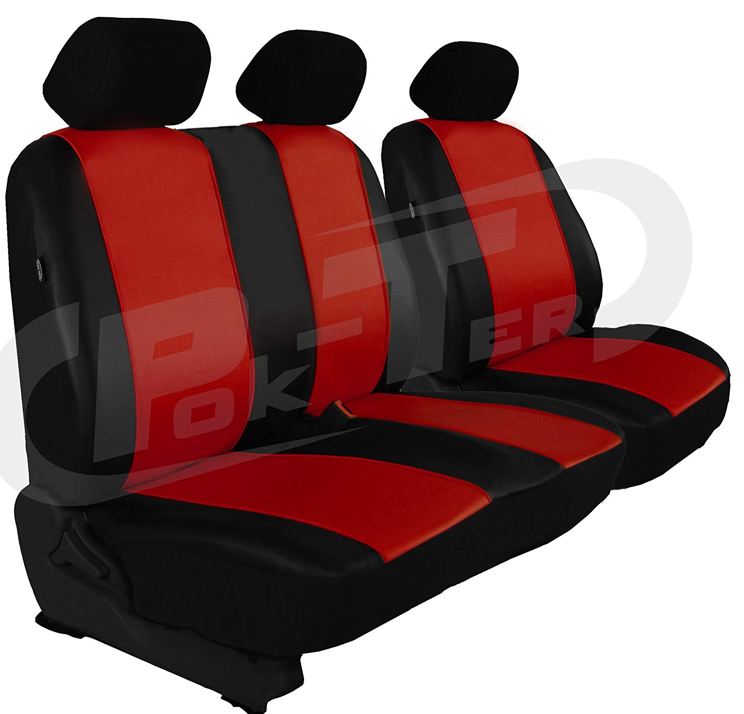 Customised Vito W447 Driver\'s Seat and 2 Passenger Seat Seat Cover Leatherette. Dark Red.