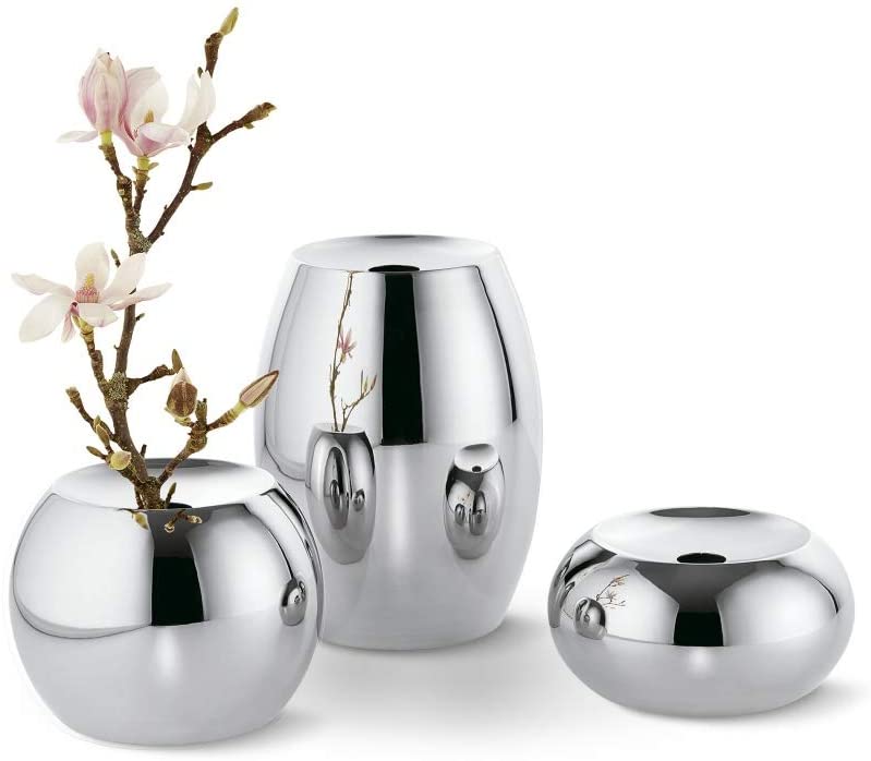 Philippi Dot Vase M, Stainless Steel, Silver, 10 x 10 x 15 cm