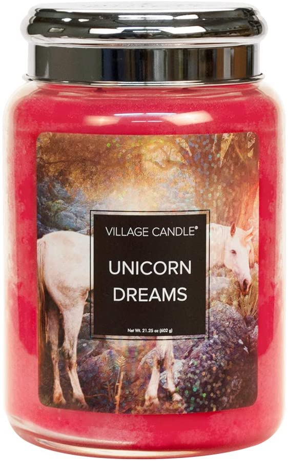 Village Candle Unicorn Dreams 26 Oz Glass Jar Scented Candle, Large