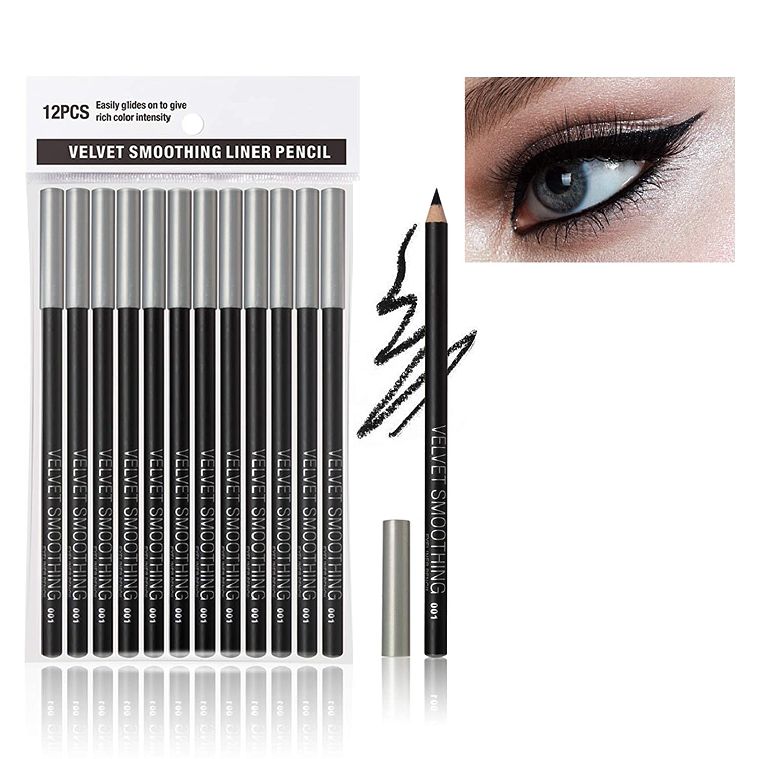 12 Pieces Erinde White Eyeliner Pencil Soft Highlighter Eyeliner Eyeshadow Lying Silk Worm Lightening Pen Waterproof Natural Matte Hypoallergenic Eyeliner Makeup Pen, ‎set