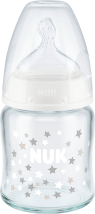 NUK Baby bottle made of glass First Choise Temp. Control, Gr. 1S, white, 120 ml
