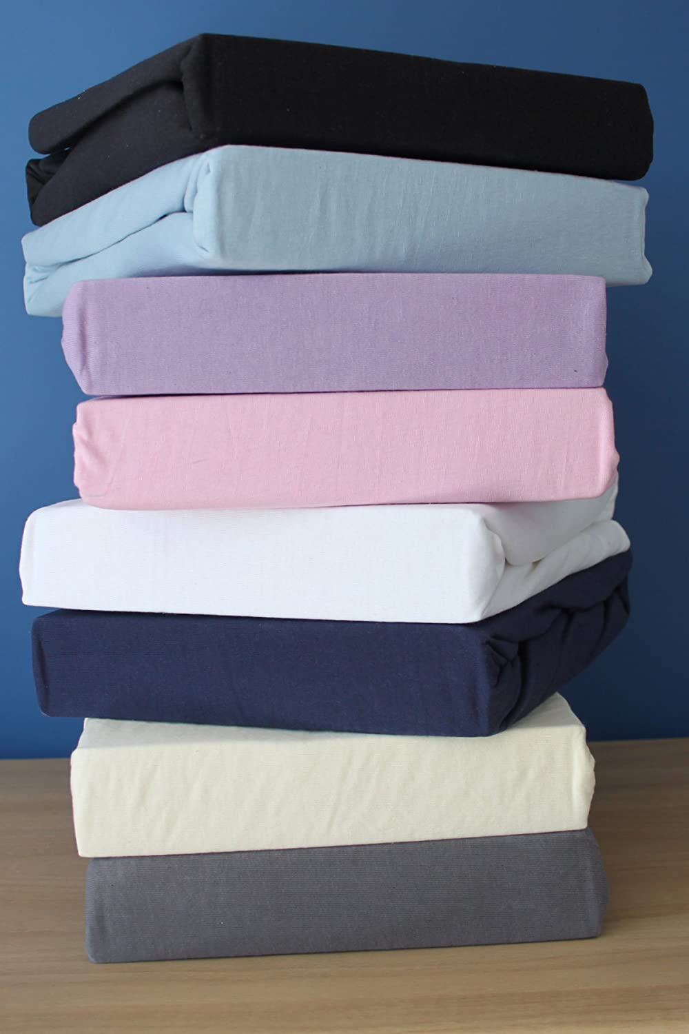 Blue Premium Quality Thick Jersey Fitted Sheet 100% Cotton. Blue