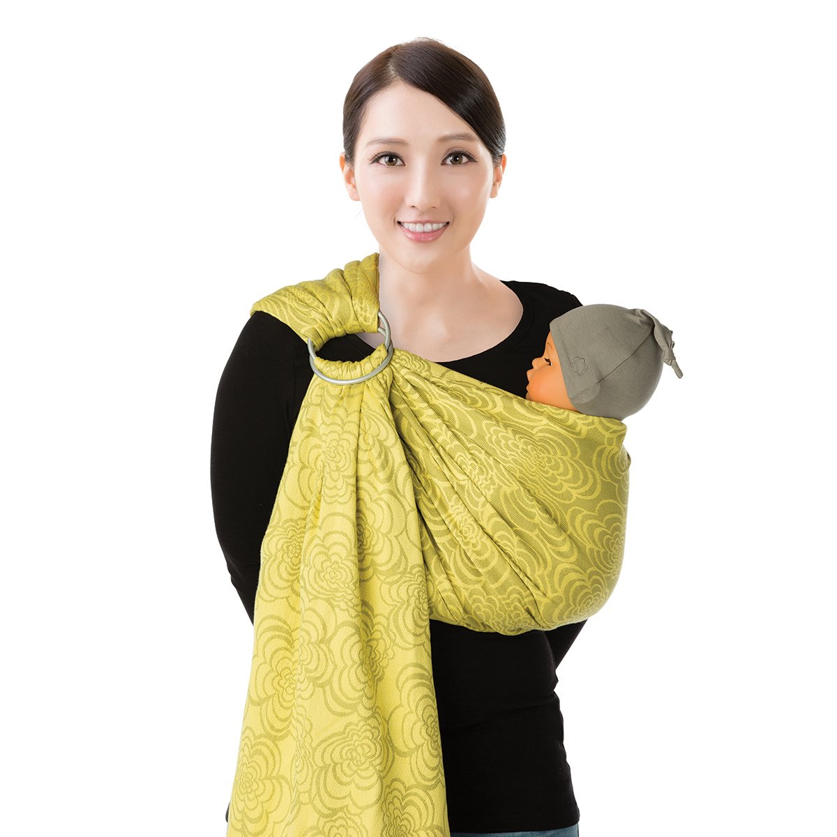 babylonia Organic Cotton Baby Sling with Shoulder Ring in Grey/Gold