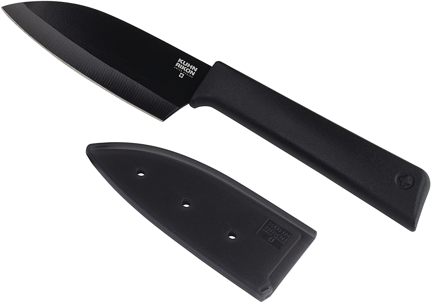 Kuhn Rikon Small Colori Plus Non-Stick Santoku Knife, Black