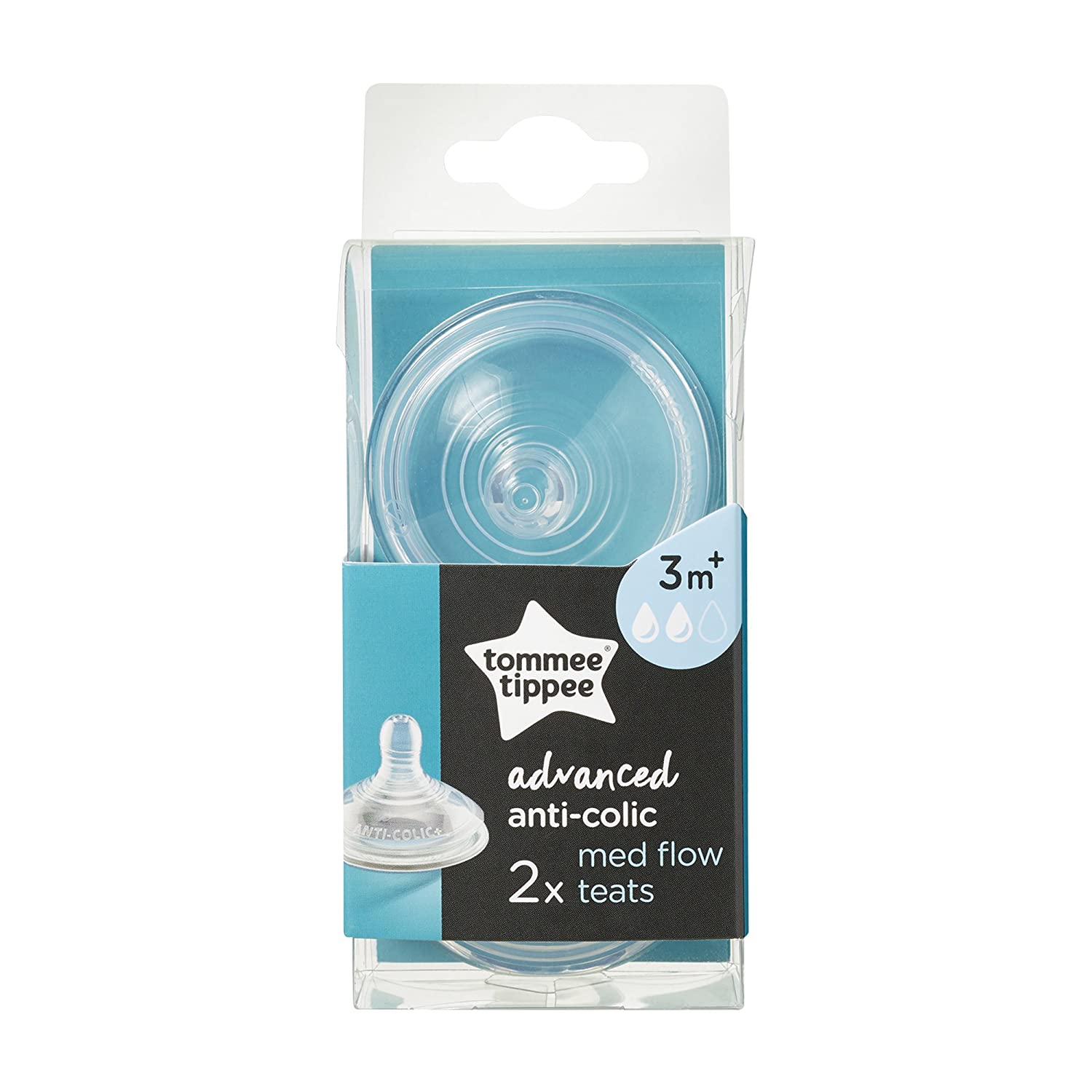 Tommee Tippee Advanced Anti-Colic Medium Flow Teats 3m+ (Pack of 2)