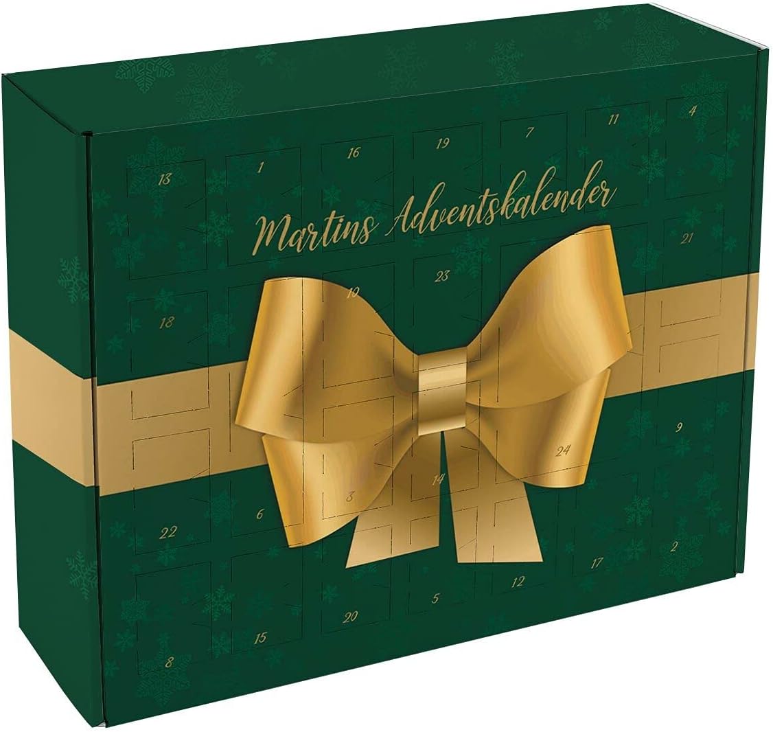 Herz & Heim® Advent Calendar to Fill with Large Bow Motif Personalized with your desired text green