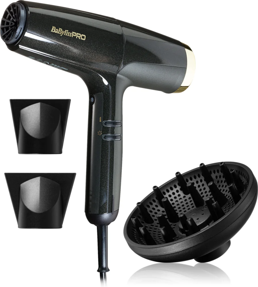 BaByliss PRO Falco Hair dryer BLACK & GOLD hair dryer with integrated ionization function