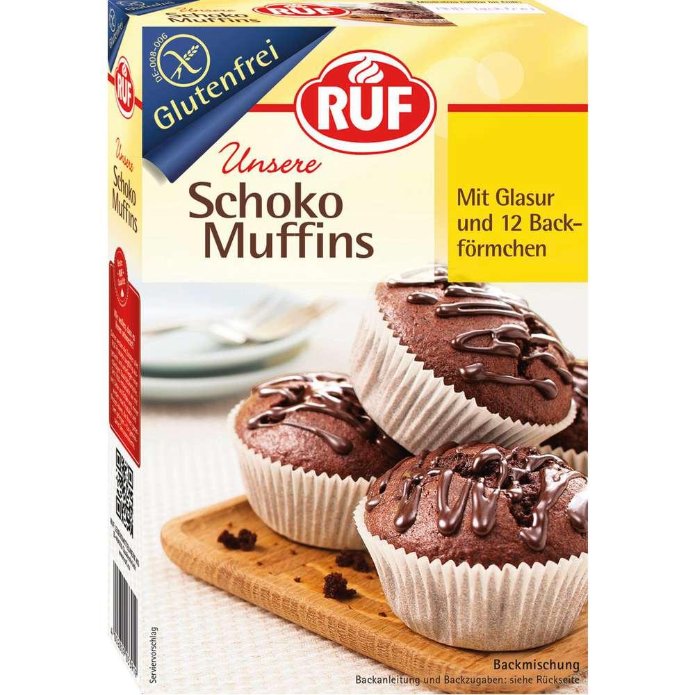 Baking mix chocolate muffins with icing, gluten-free