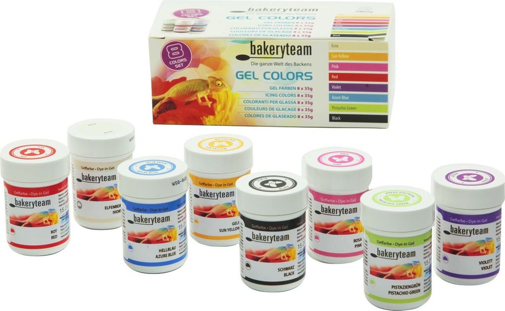 bakeryteam Gel Food Coloring Set 8 x 35g
