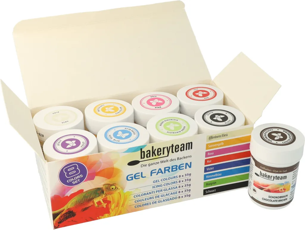 bakeryteam Food Coloring Set 8 x 35g + Chocolate Brown (315g)