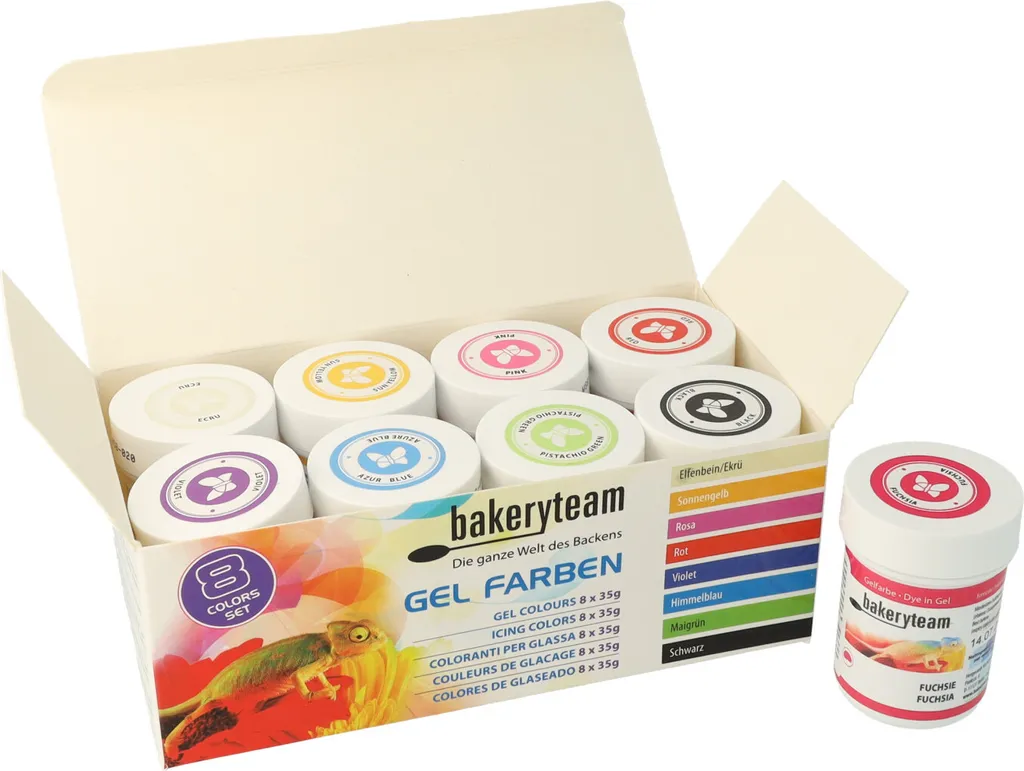 bakeryteam food coloring set 8 x 35g + Fuchsia (315g)