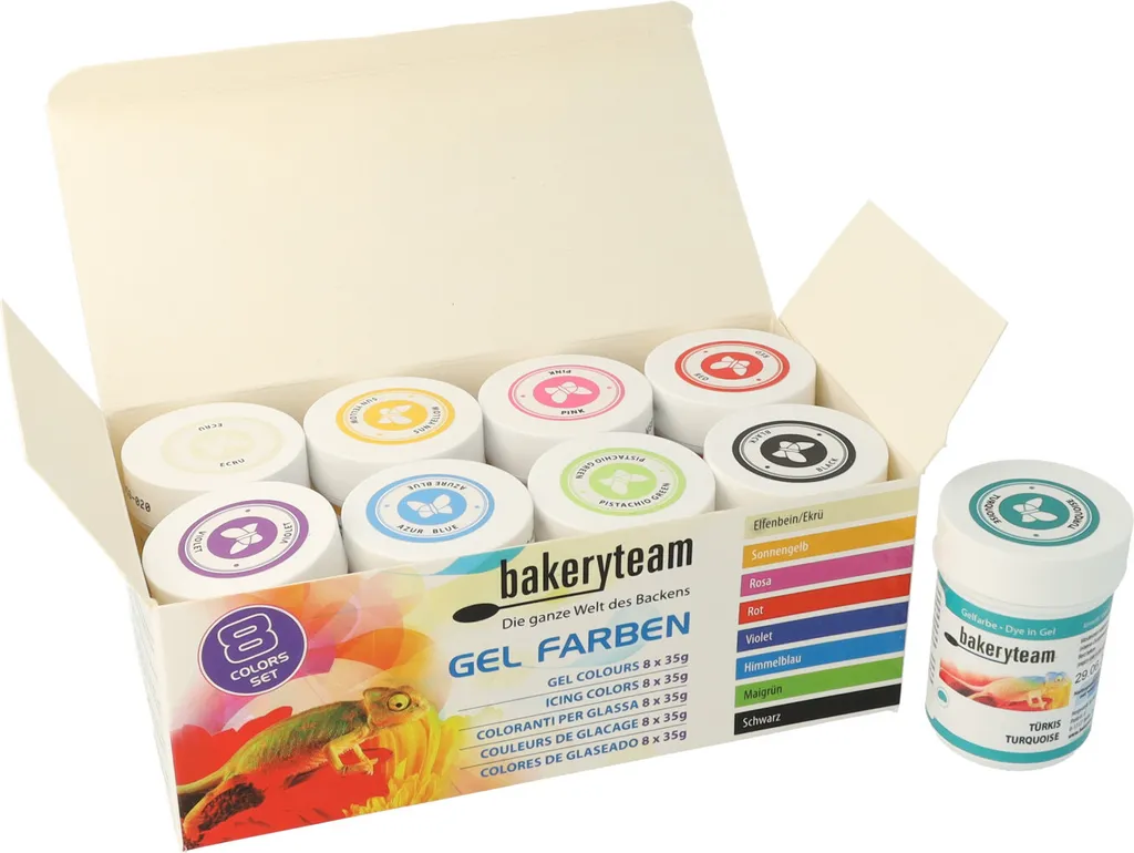 bakeryteam Food Coloring Set 8 x 35g + Turquoise (315g)