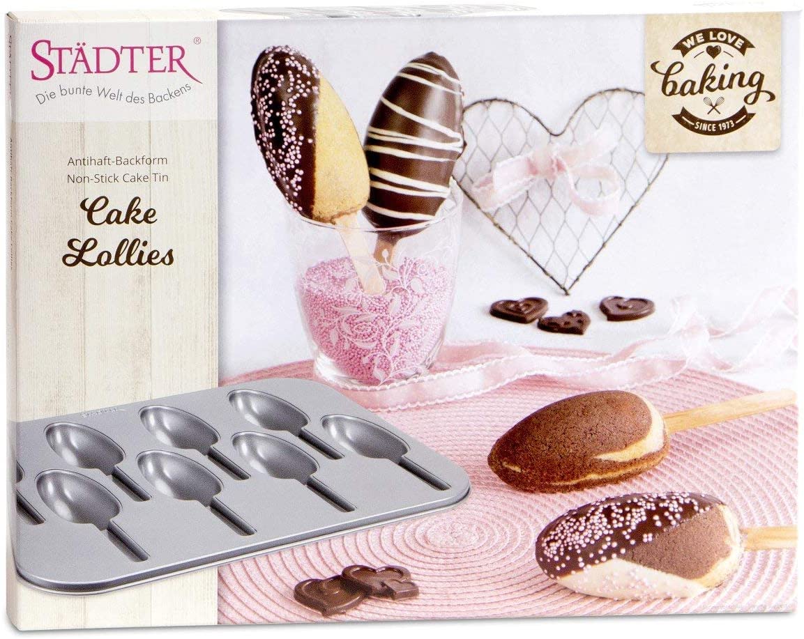 Staedter Städter 661066 We Love Baking Baking Mould Cake Lollies, Metal, Silver, 35 x 27 cm