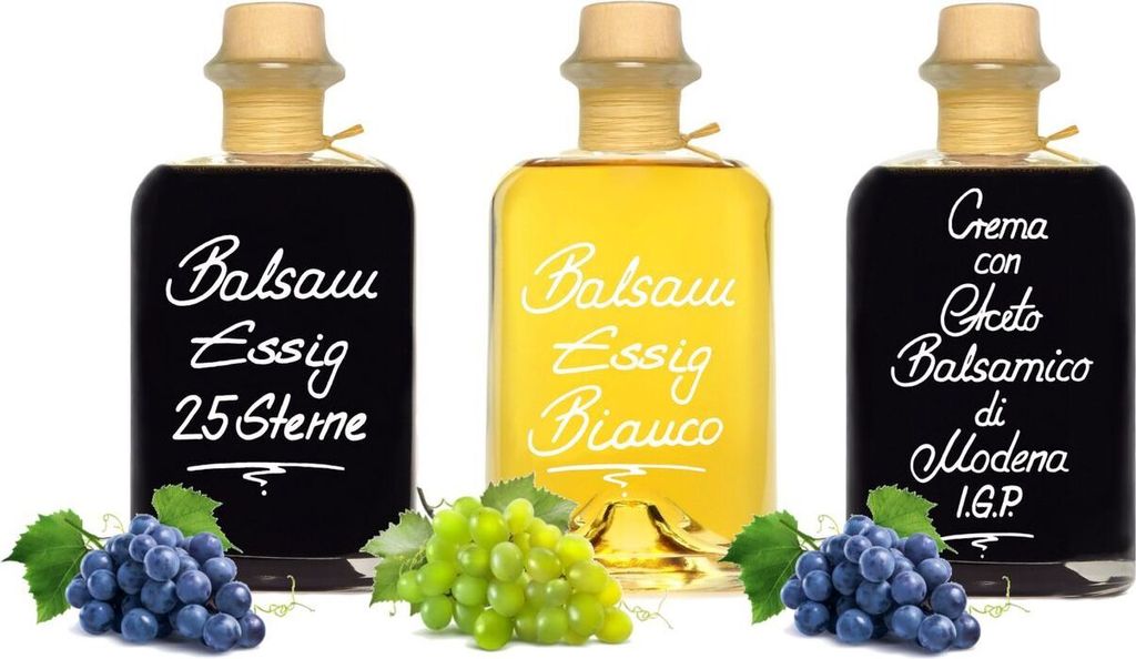 Balsamic Vinegar Carefree Package 3x 1L 25 Stars Balsamic Vinegar / White Balsamic Vinegar / Crema di Balsamico di Modena IGP Set