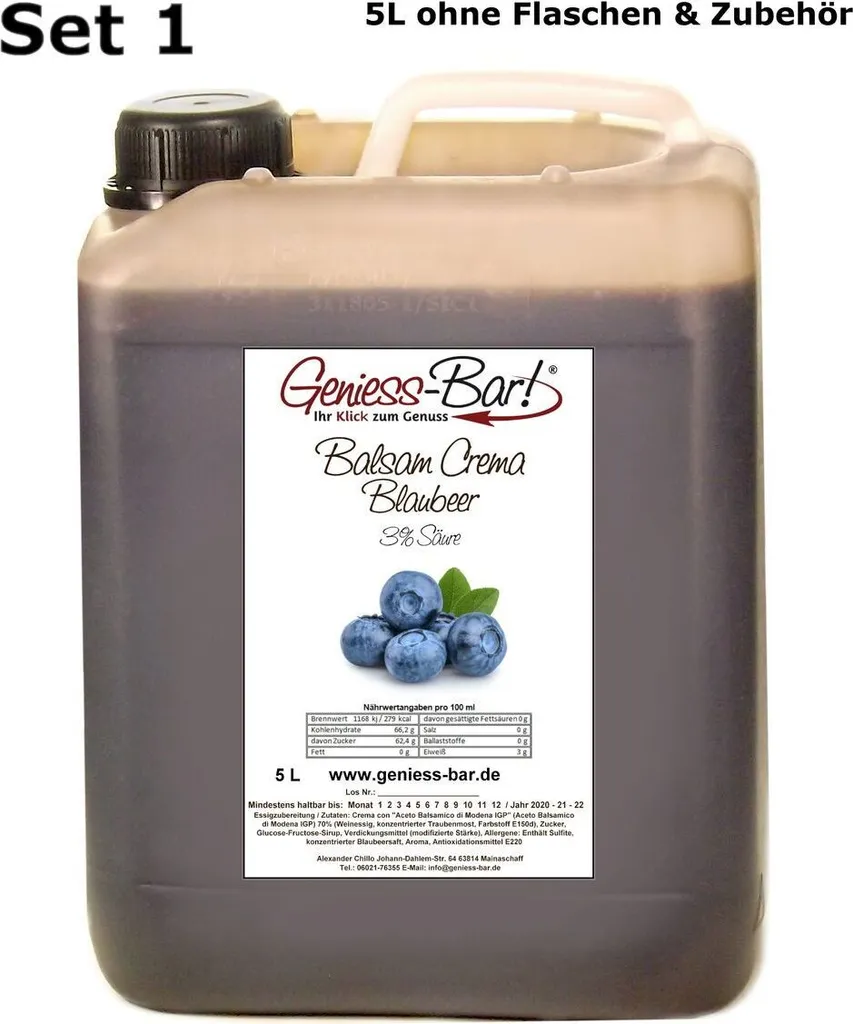 Balsamic Cream Blueberry 5L With original Crema di Aceto Balsamico di Modena IGP