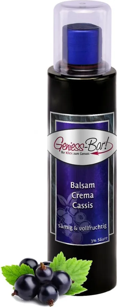 Balsamic Cream Cassis 0.26L 3% acid with original Crema di Aceto Balsamico di Modena IGP.