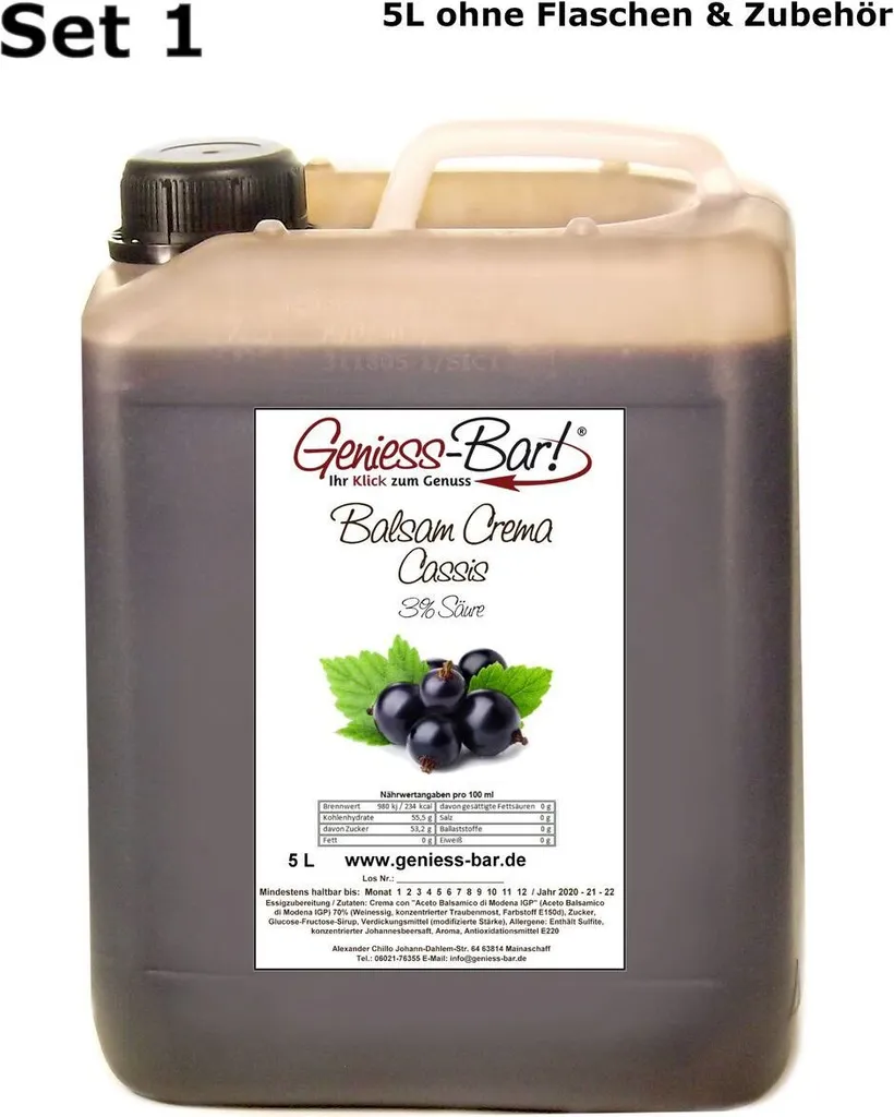 Balsamic Cream Cassis 5L With original Crema di Aceto Balsamico di Modena IGP