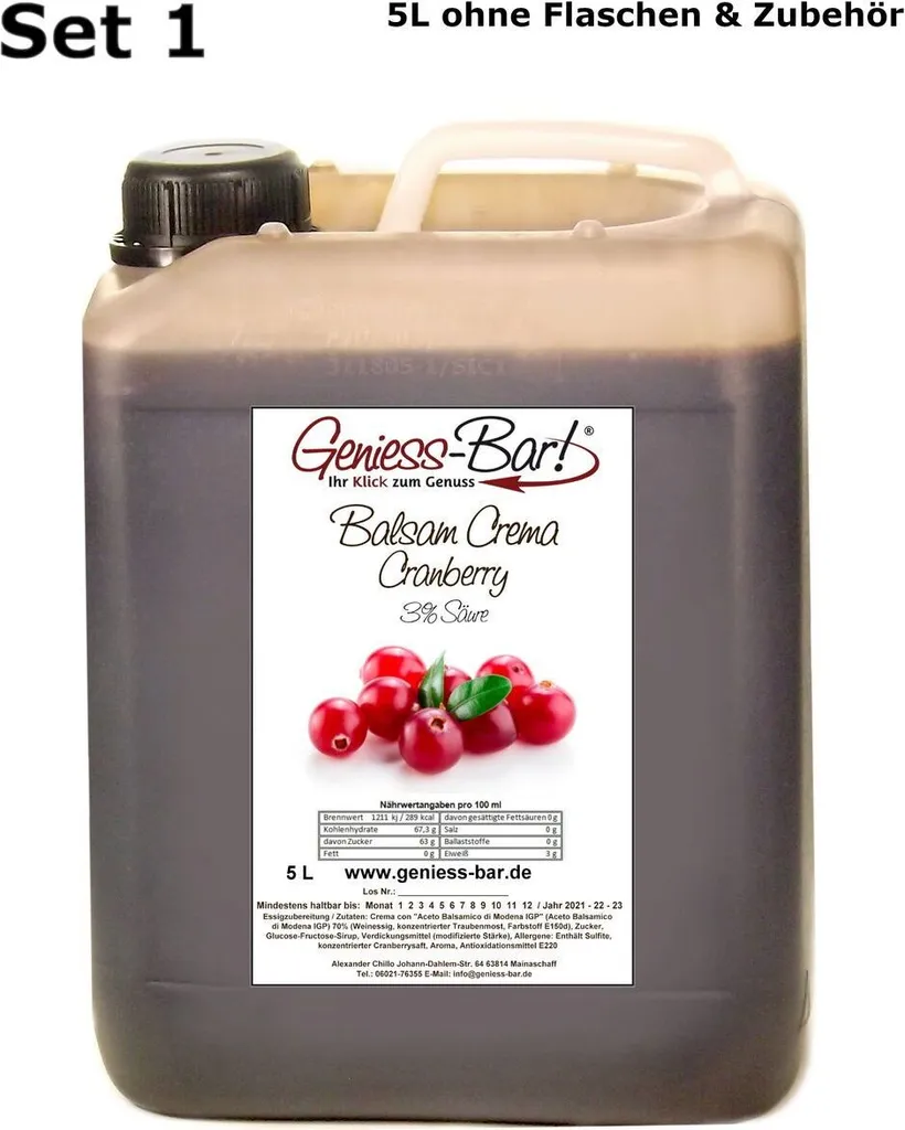 Balsamic Cream Cranberry 5L With original Crema di Aceto Balsamico di Modena IGP