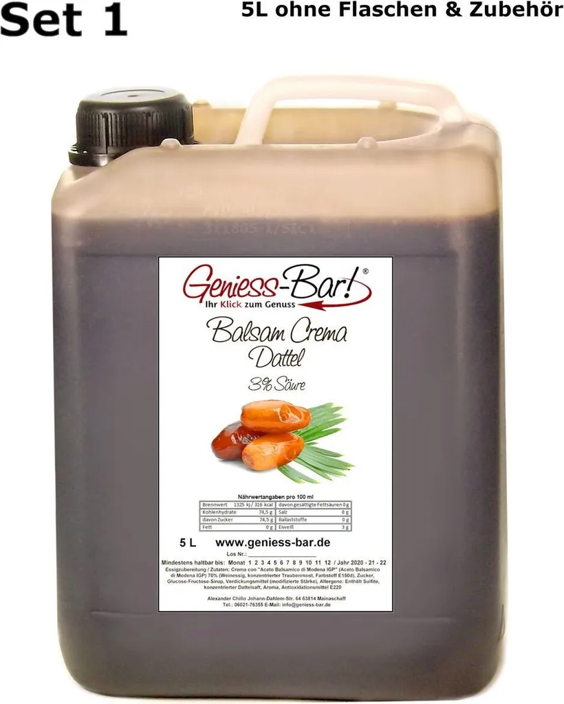 Balsamic Cream Date 5L With original Crema di Aceto Balsamico di Modena IGP