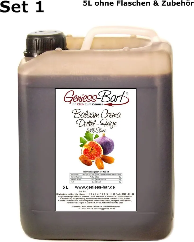 Balsamic Cream Date & Fig 5L 3% acid With original Crema di Aceto Balsamico di Modena IGP