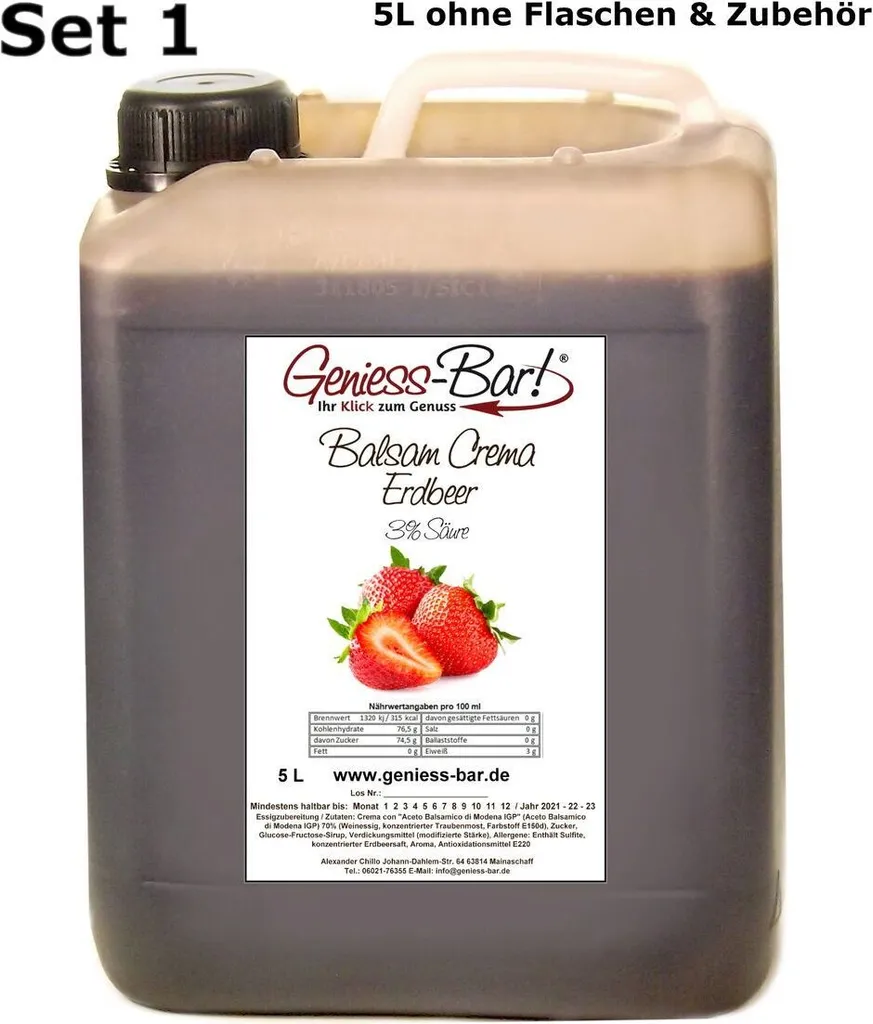 Balsamic Cream Strawberry 5L With original Crema di Aceto Balsamico di Modena IGP