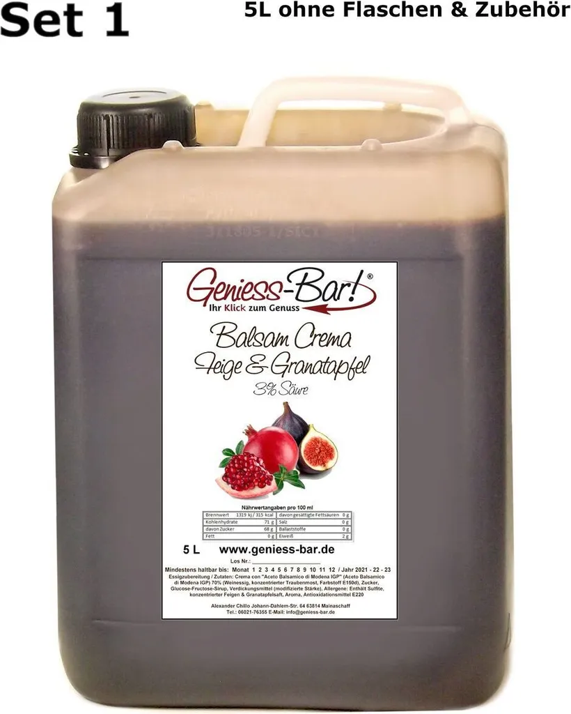 Balsamic Cream Fig Pomegranate 5L 3% Acid With original Crema di Aceto Balsamico di Modena IGP Canister Crema