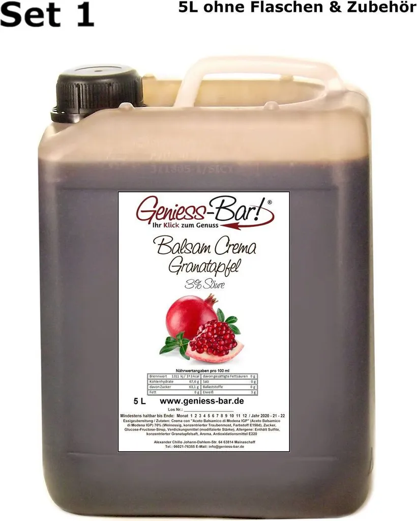 Balsamic Cream Pomegranate 5L With original Crema di Aceto Balsamico di Modena IGP.