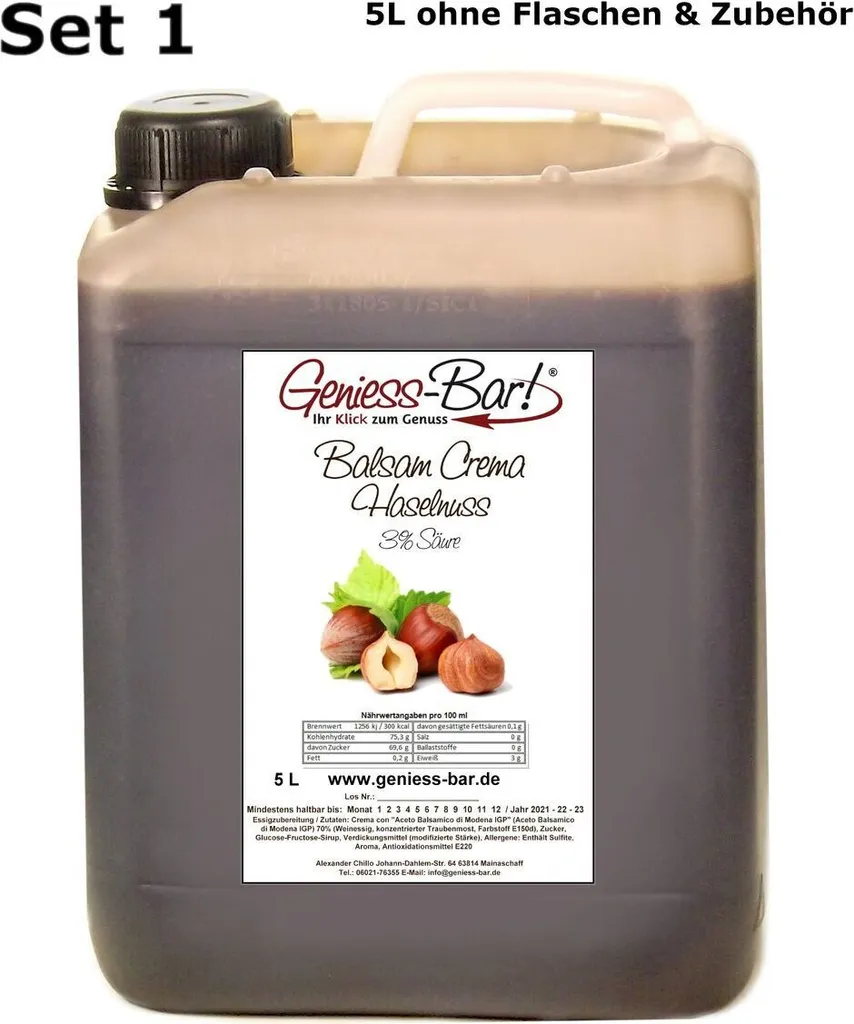 Balsamic Cream Hazelnut 5L With original Crema di Aceto Balsamico di Modena IGP.