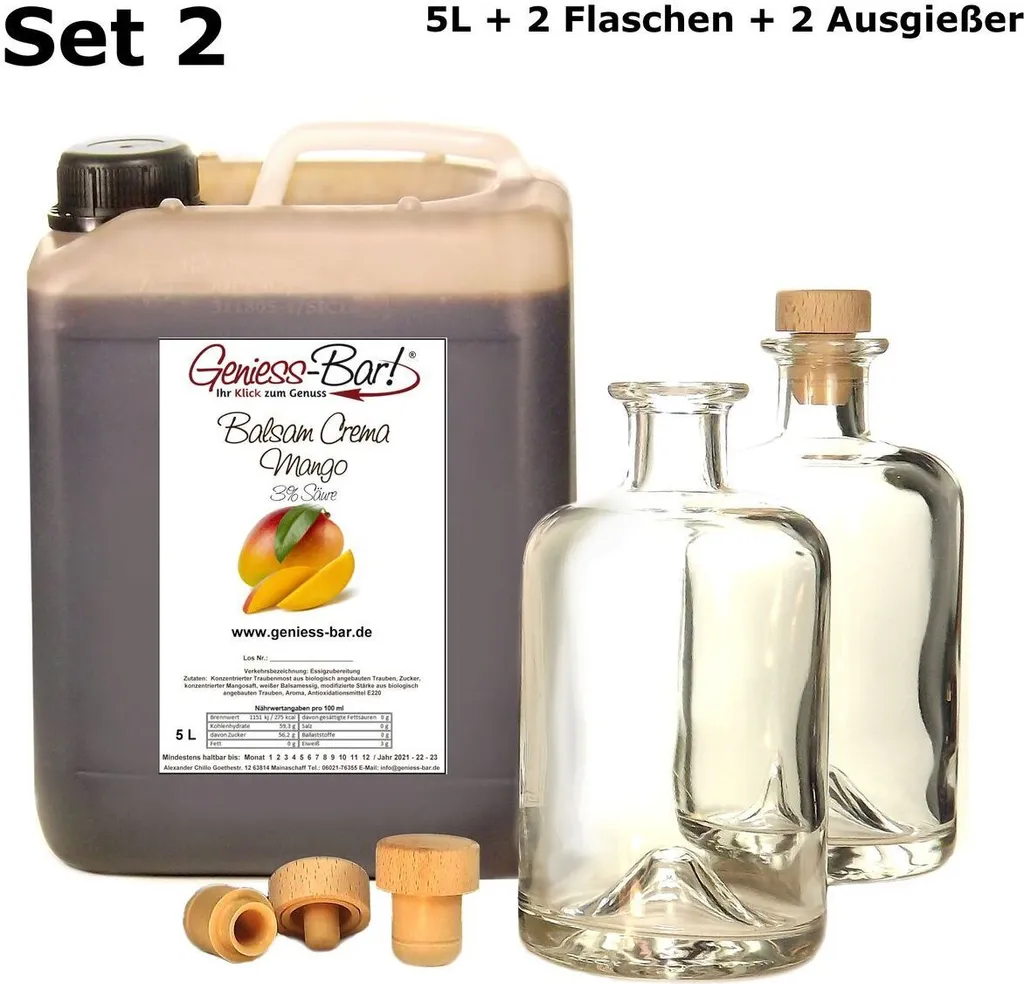 Balsamic Cream Mango 5L incl. 2 bottles & 2 pourers Balsamic Vinegar Cream 3% acidity