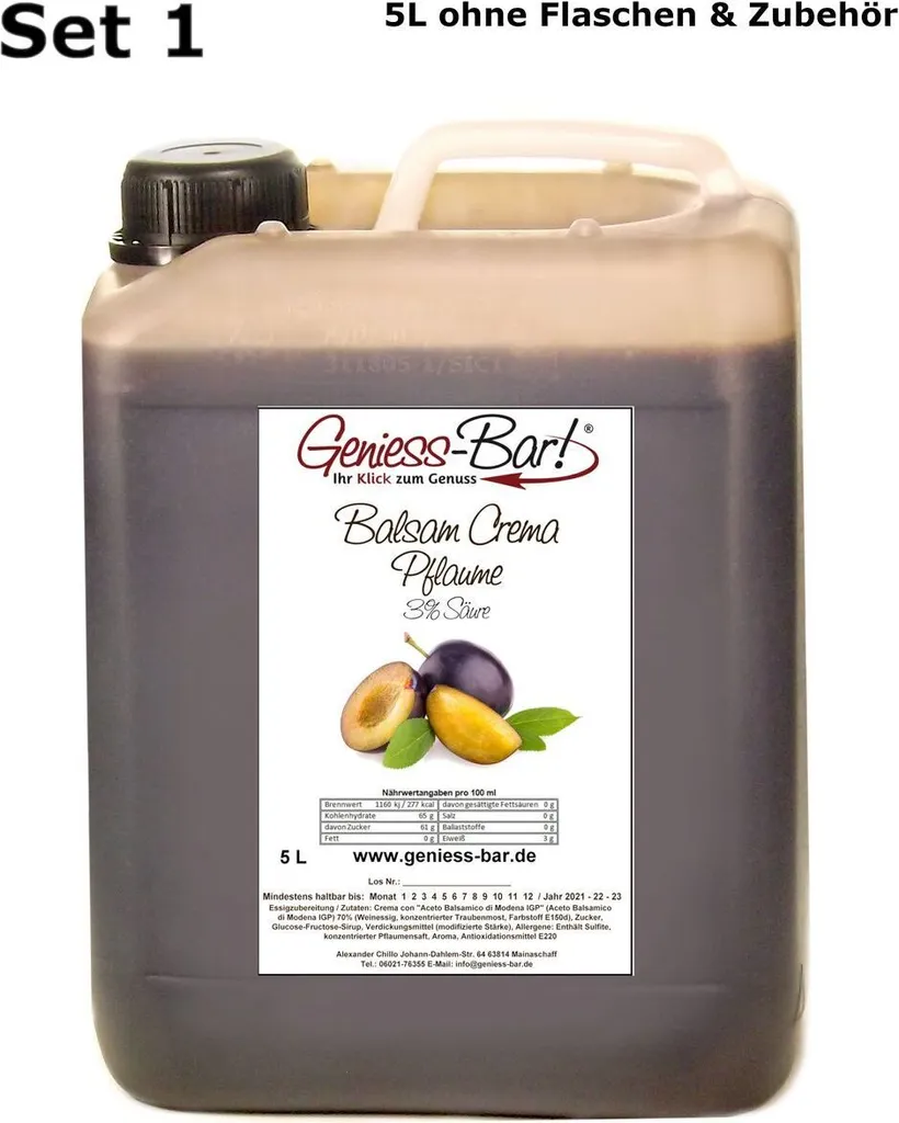 Balsamic Cream Plum 5L 3% acid with original Crema di Aceto Balsamico di Modena IGP.