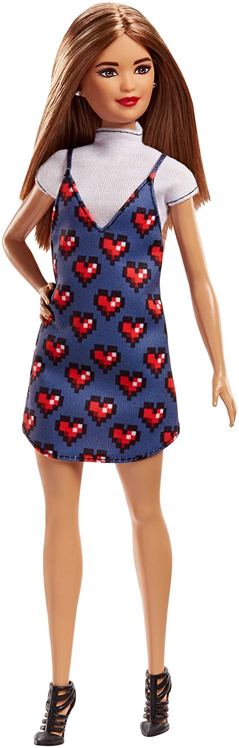 Barbie Fashionistas In Denim Dress With Heart Print Assort A